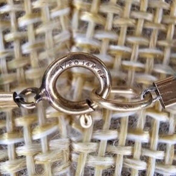 Natural Round Stone Beaded 1/20th 14K G.P. Necklace 24"L - Picture 5 of 6